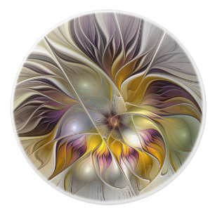 Abstract Colourful Fantasy Flower Modern Fractal Ceramic Knob