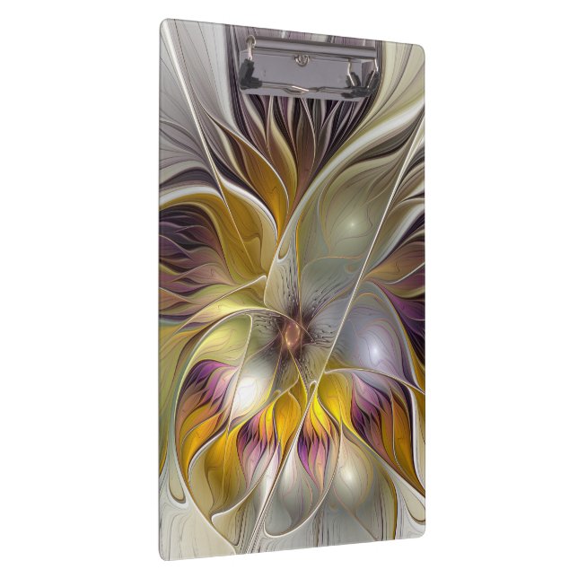 Abstract Colourful Fantasy Flower Modern Fractal Clipboard (Right)