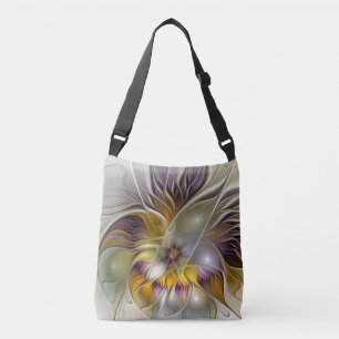 Abstract Colourful Fantasy Flower Modern Fractal Crossbody Bag
