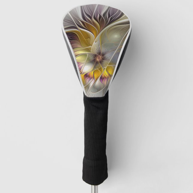 Abstract Colourful Fantasy Flower Modern Fractal Golf Head Cover (Front)