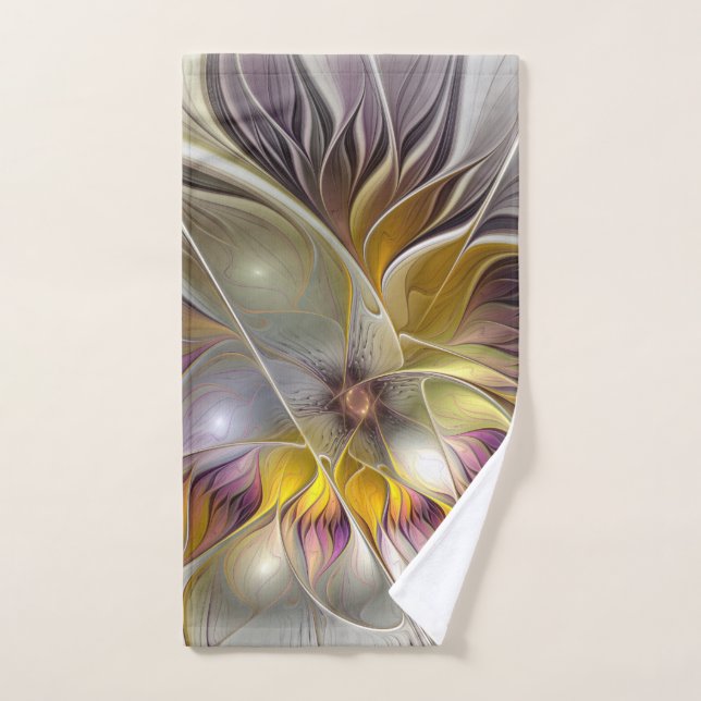 Abstract Colourful Fantasy Flower Modern Fractal Hand Towel (Hand Towel)