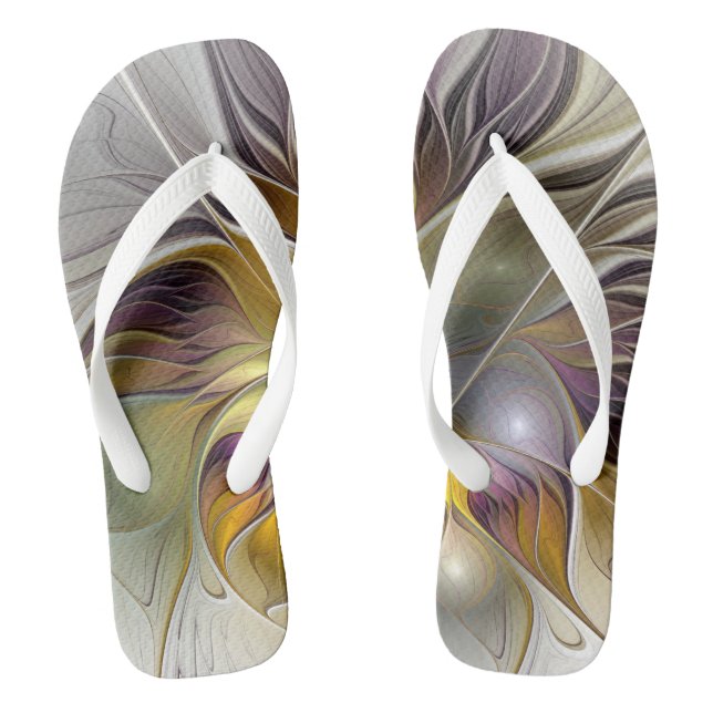 Abstract Colourful Fantasy Flower Modern Fractal Jandals (Footbed)
