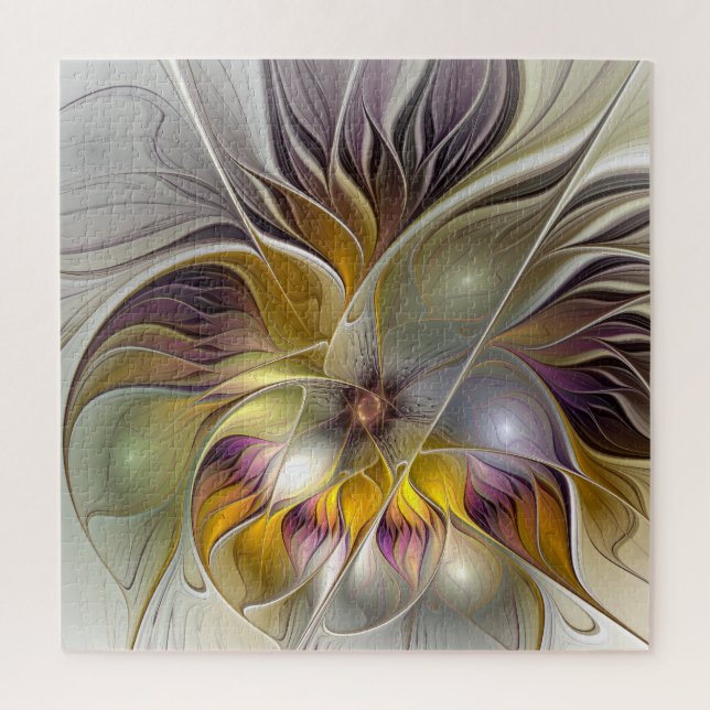 Abstract Colourful Fantasy Flower Modern Fractal Jigsaw Puzzle (Vertical)