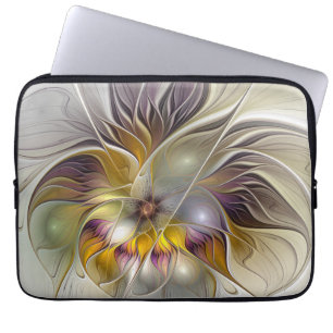 Abstract Colourful Fantasy Flower Modern Fractal Laptop Sleeve