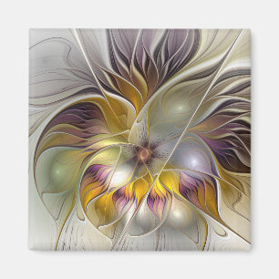 Abstract Colourful Fantasy Flower Modern Fractal Magnet