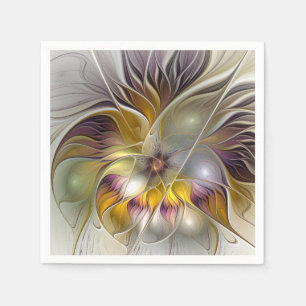 Abstract Colourful Fantasy Flower Modern Fractal Napkin