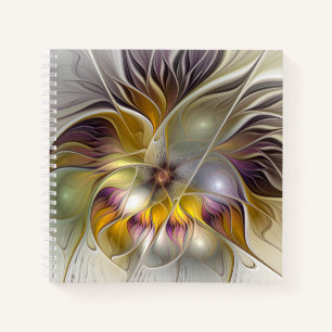 Abstract Colourful Fantasy Flower Modern Fractal Notebook