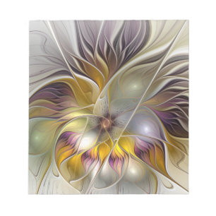 Abstract Colourful Fantasy Flower Modern Fractal Notepad