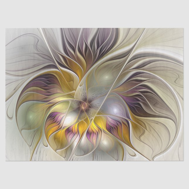 Abstract Colourful Fantasy Flower Modern Fractal Tissue Paper (Front)