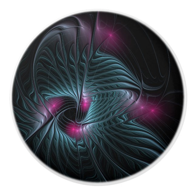 Abstract Colourful Fantasy Fractal Ceramic Knob (Front)