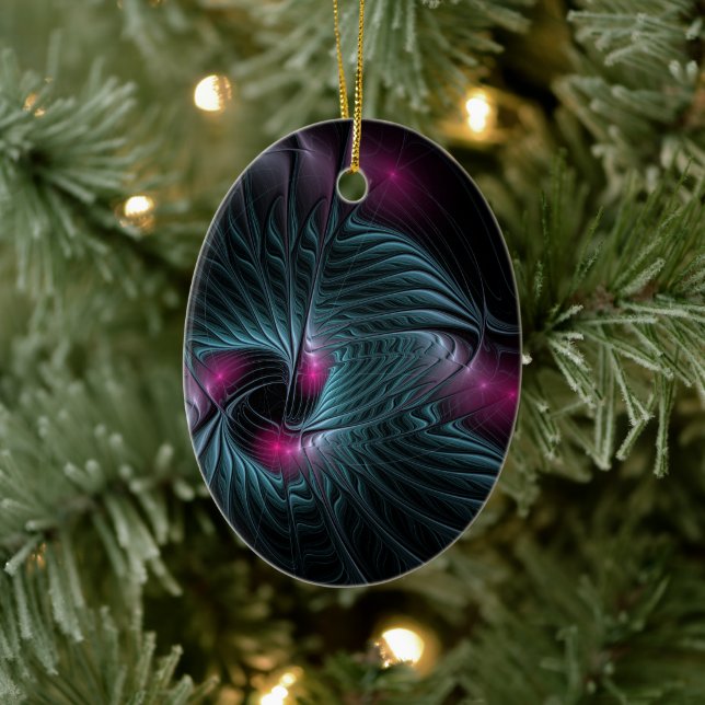 Abstract Colourful Fantasy Fractal  Ceramic Tree Decoration (Tree)