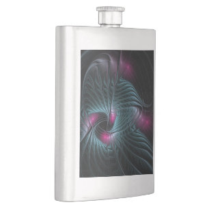 Abstract Colourful Fantasy Fractal Hip Flask