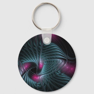 Abstract Colourful Fantasy Fractal Key Ring