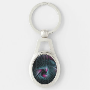 Abstract Colourful Fantasy Fractal Key Ring