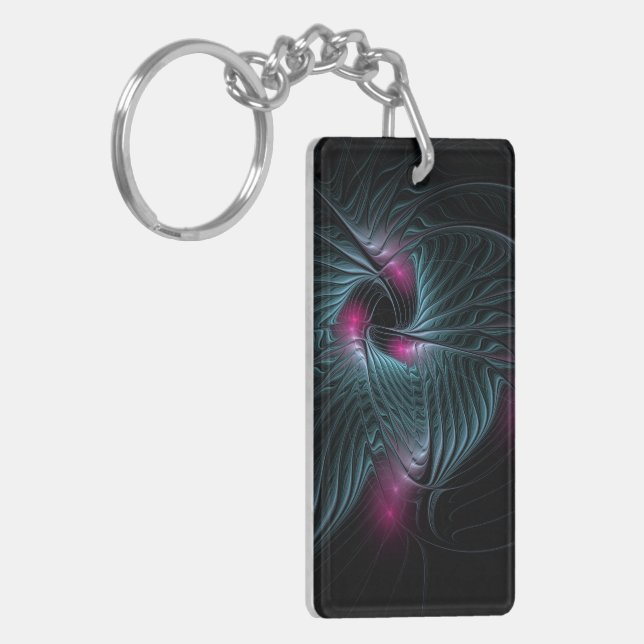 Abstract Colourful Fantasy Fractal Key Ring (Front Left)