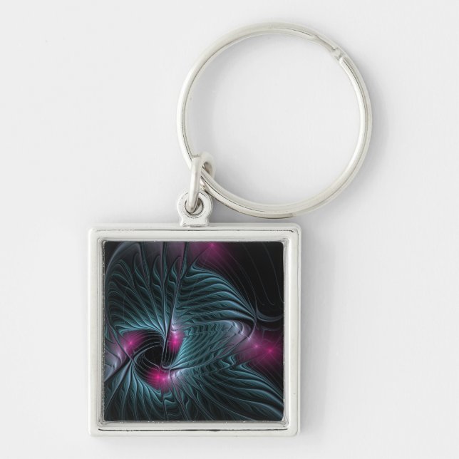 Abstract Colourful Fantasy Fractal Key Ring (Front)