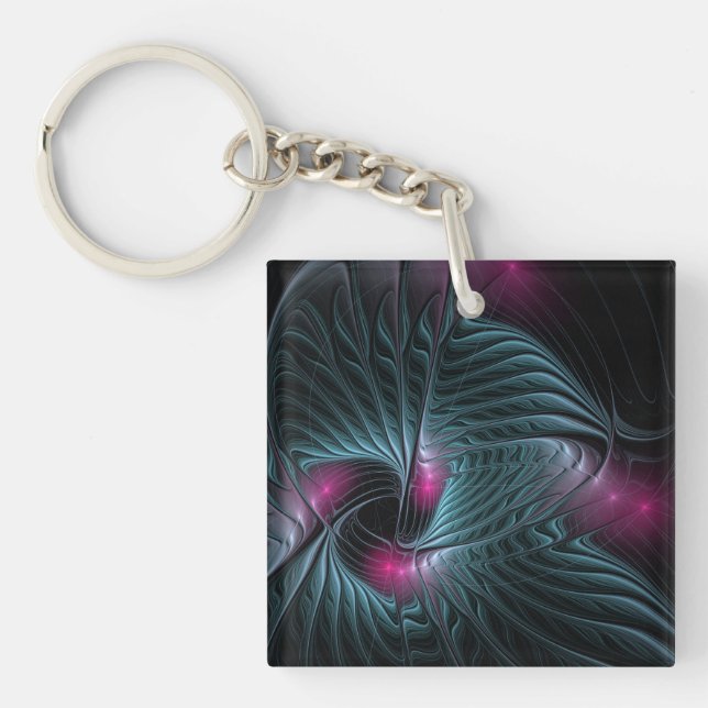 Abstract Colourful Fantasy Fractal Key Ring (Front)