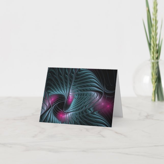 Abstract Colourful Fantasy Fractal Note Card (Front)