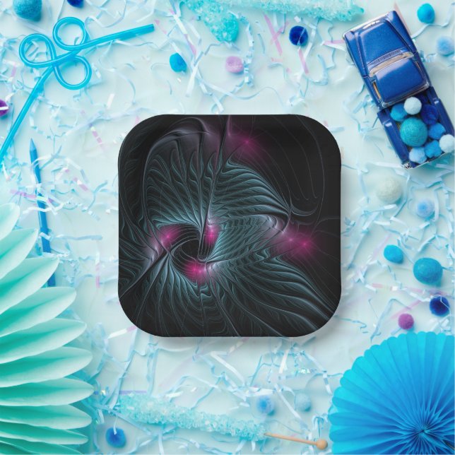 Abstract Colourful Fantasy Fractal  Paper Plate (Party)