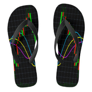 Abstract Colourful Financial Graph on Black Grid Jandals
