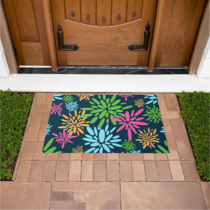 Abstract Colourful Fireworks Flowers Door Mat