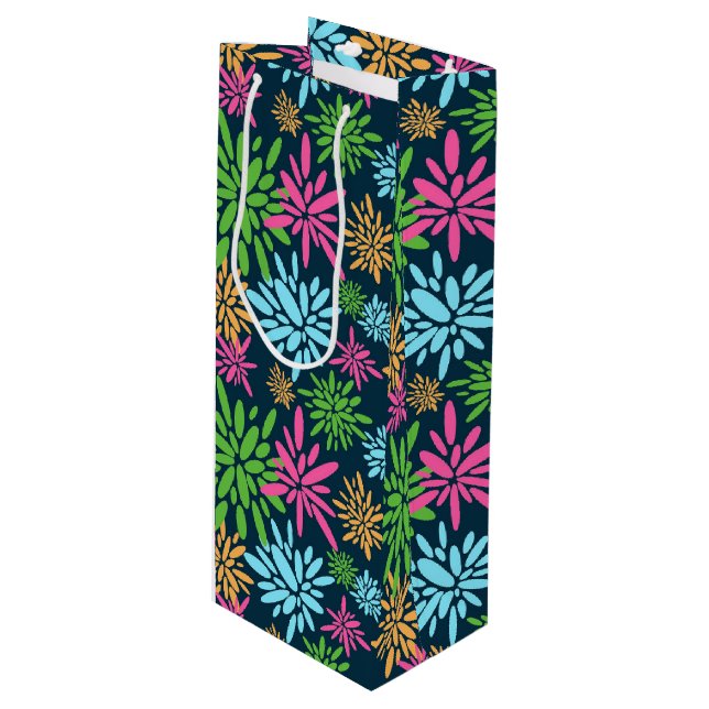 Abstract Colourful Fireworks Flowers Gift Bag (Front Angled)