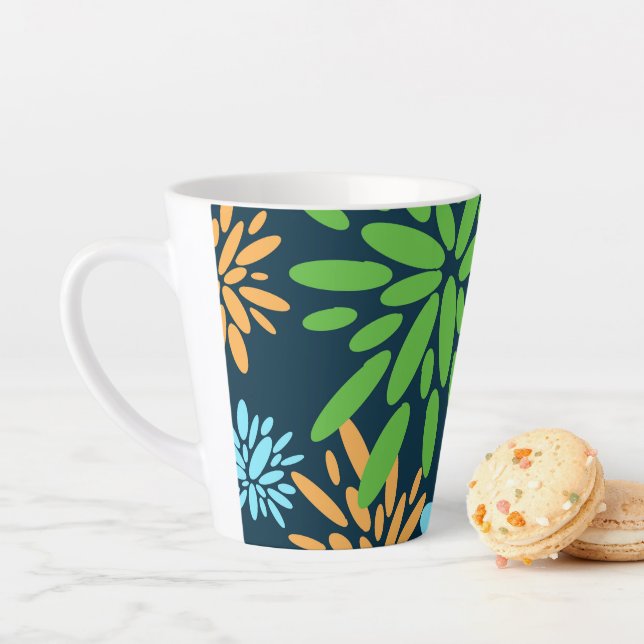 Abstract Colourful Fireworks Flowers Latte Mug (In Situ)