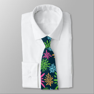 Abstract Colourful Fireworks Flowers Neck Tie