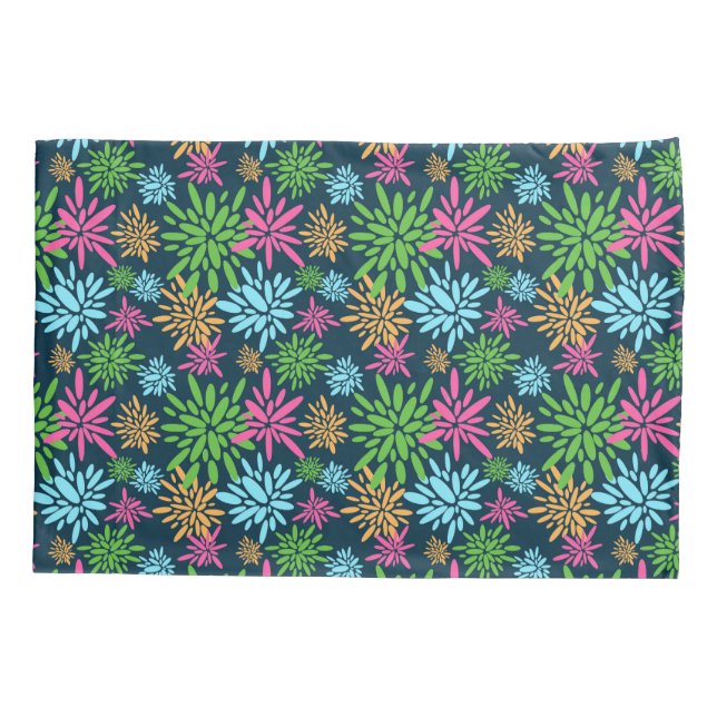 Abstract Colourful Fireworks Flowers Pillowcase (Back)