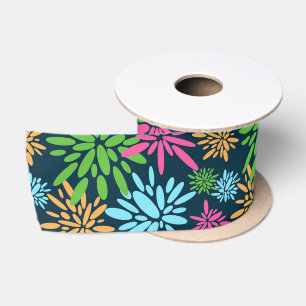 Abstract Colourful Fireworks Flowers Ribbon Satin Ribbon