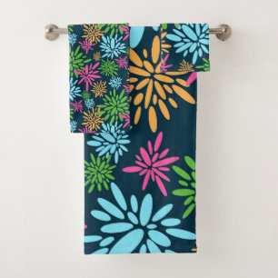 Abstract Colourful Fireworks Flowers Towel