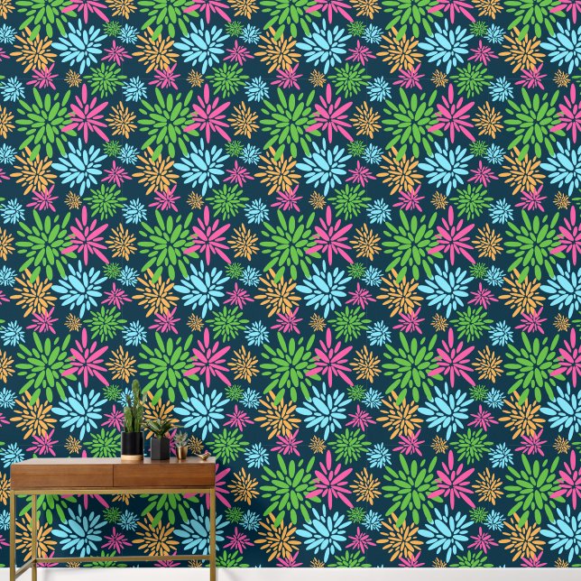 Abstract Colourful Fireworks Flowers Wallpaper (Hallway)