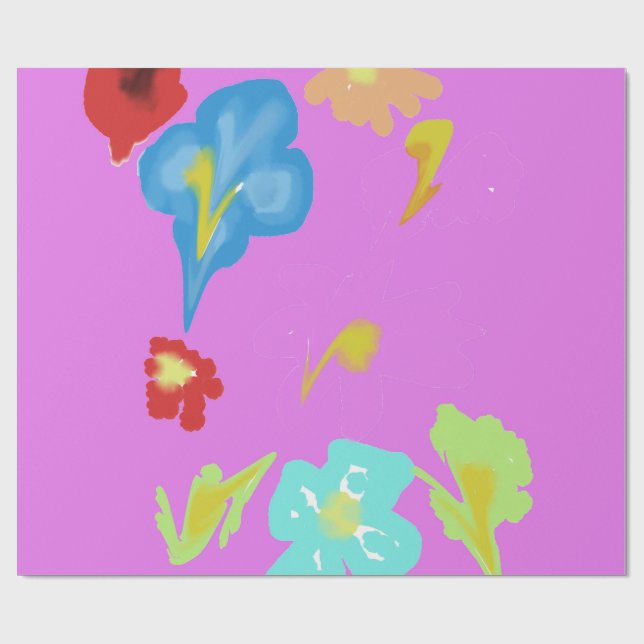 Abstract Colourful Floral Art Wrapping Paper (Flat)