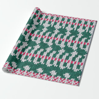Abstract Colourful Floral Knitting Pattern Wrapping Paper
