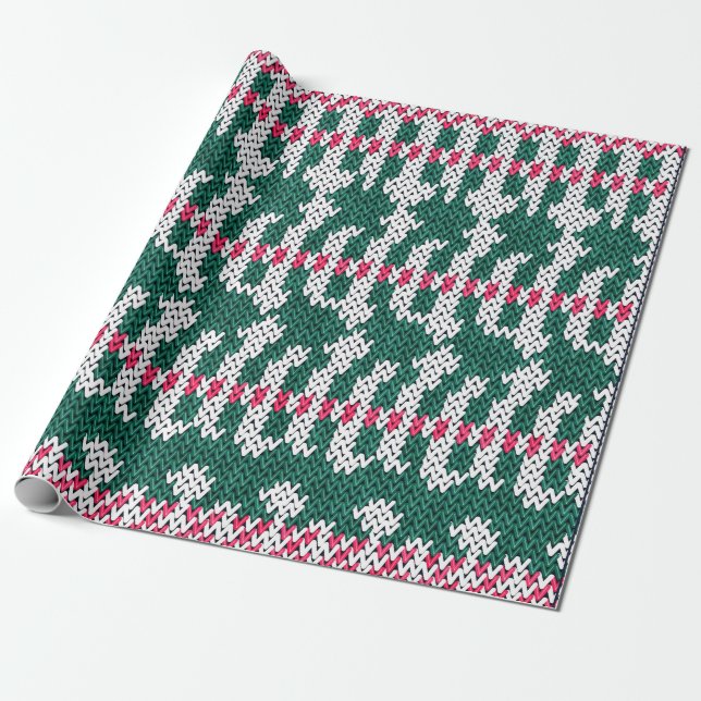 Abstract Colourful Floral Knitting Pattern  Wrapping Paper (Unrolled)