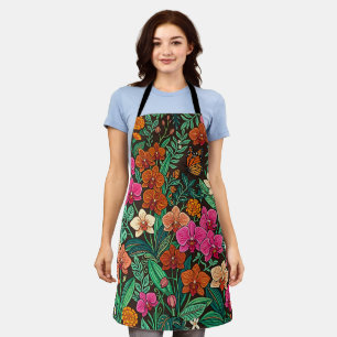 Abstract Colourful Floral Orchid Monarch Apron
