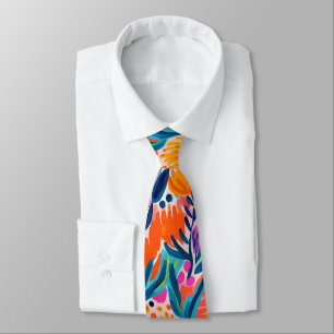 Abstract Colourful Floral Pattern Tie