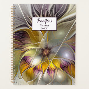 Abstract Colourful Flower Modern Fractal Art Name Planner