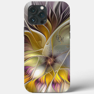 Abstract Colourful Flower Modern Fractal Initials iPhone 13 Pro Max Case