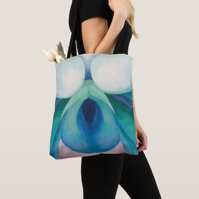Abstract colourful flower painting Georgia O'Keeff Tote Bag (Close Up)