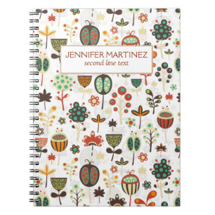 Abstract Colourful Flowers And Trees Spiral Notebook