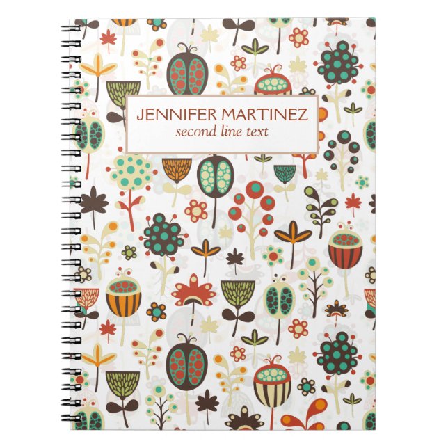 Abstract Colourful Flowers And Trees Spiral Notebook (Front)