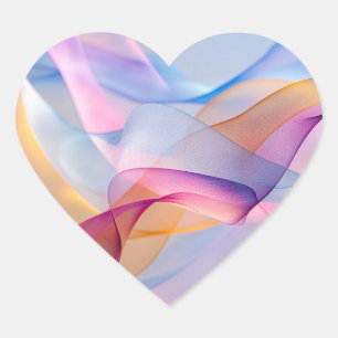 Abstract Colourful Flowing Ribbons Heart Sticker