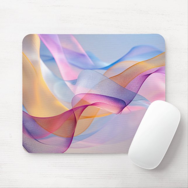 Abstract Colourful Flowing Ribbons Mouse Pad (With Mouse)