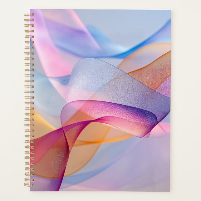 Abstract Colourful Flowing Ribbons Planner (Front)