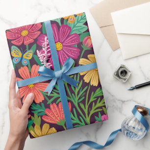 Abstract Colourful Folk Butterflies Wrapping Paper