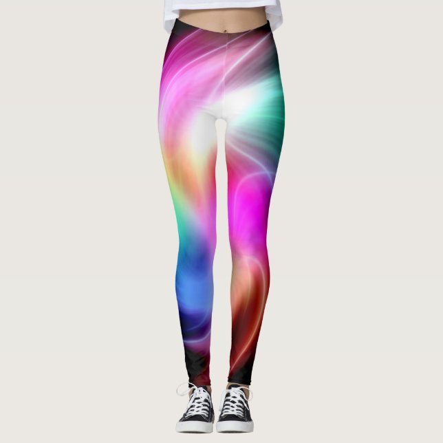 Abstract Colourful Fractal Pattern Leggings (Front)