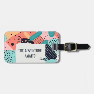 Abstract colourful funky 80's Memphis style patter Luggage Tag