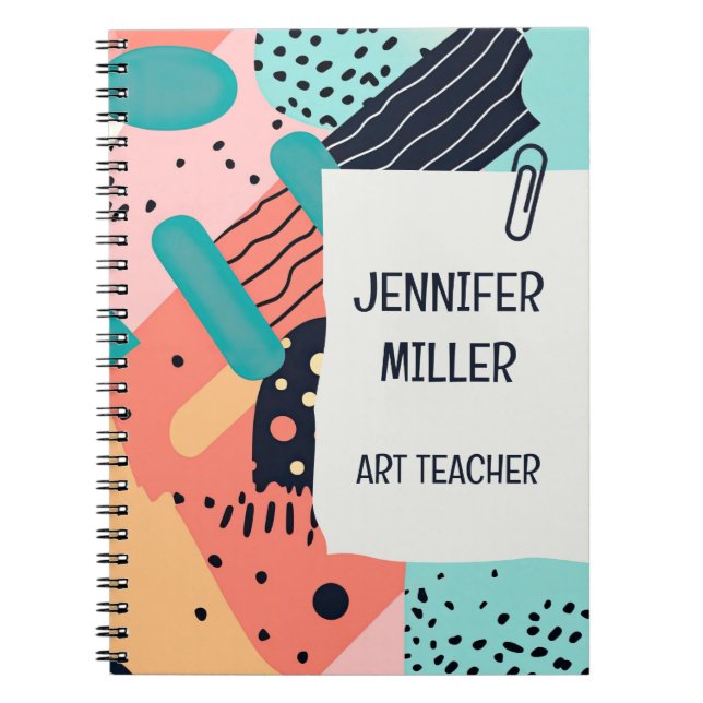 Abstract colourful funky 80's Memphis style patter Notebook (Front)