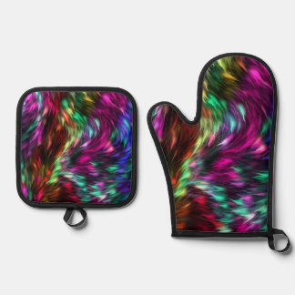 Abstract Colourful Fur Background-24605 Oven Mitt & Pot Holder Set
